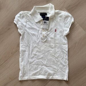 🔖Ralph Lauren Kids Polo Shirt in White with Pink Logo